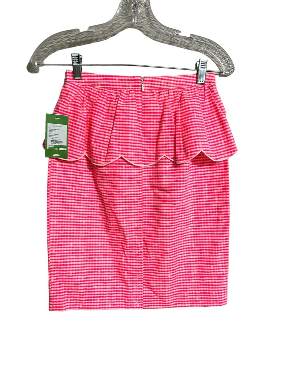Lilly Pulitzer Thyme Skirt Fiesta Pink Pretty Gingham 0 NWT